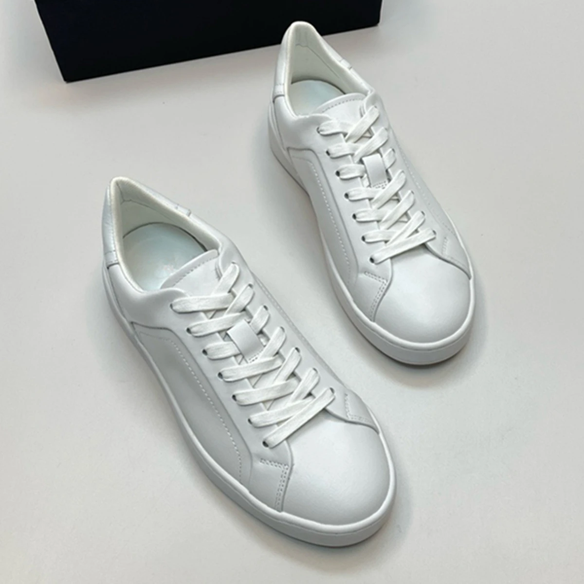 Dave&Di Nordic Minimalist White Shoes Genuine Leather Vulcanized Shoes Women Fashion Girls Flat Sneakers Women