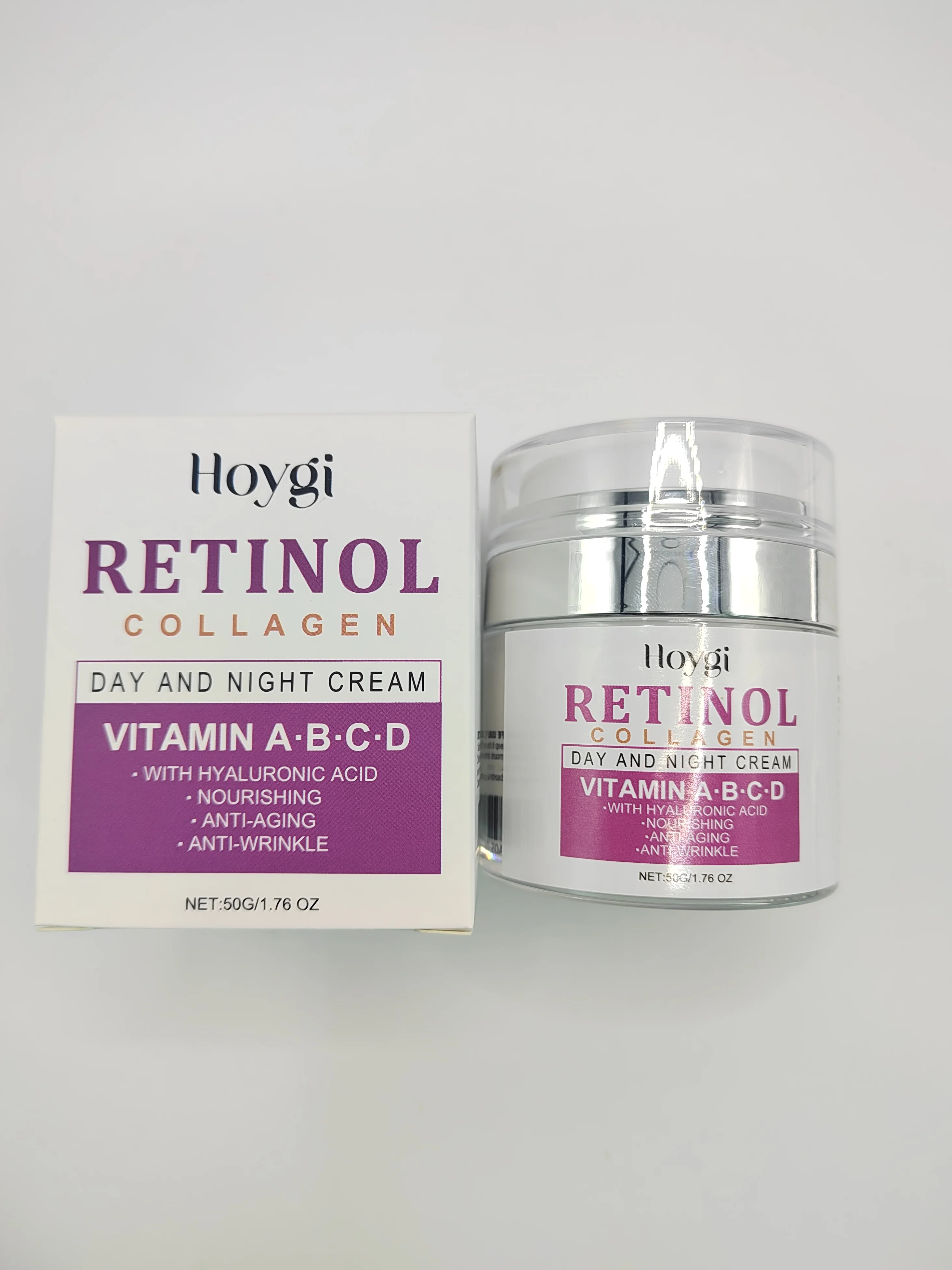 Retinol Collagen Day & Night Cream - Anti-Aging Face Moisturizer with Hyaluronic Acid & Vitamins A-D - 50g/1.76oz