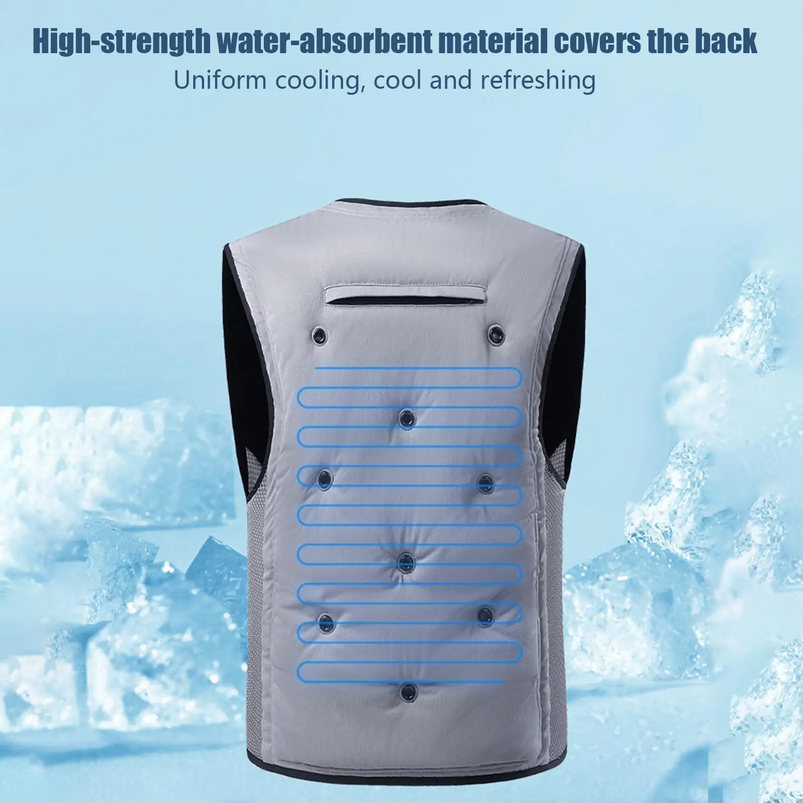 

Summer Water Injection Ice Bag Vest Mens Air Conditioning Refrigeration Clothes Water Evaporation Cooling Sleeveless Work Jacket