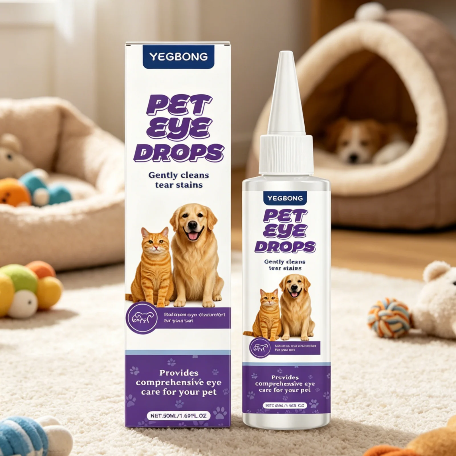 

YEGBONG Pet Eye Drops Deep Nourishment Tear Stain Remover Gentle Cleansing Maintain Health Safe Formula Eye Cleaner for Pet 50ml