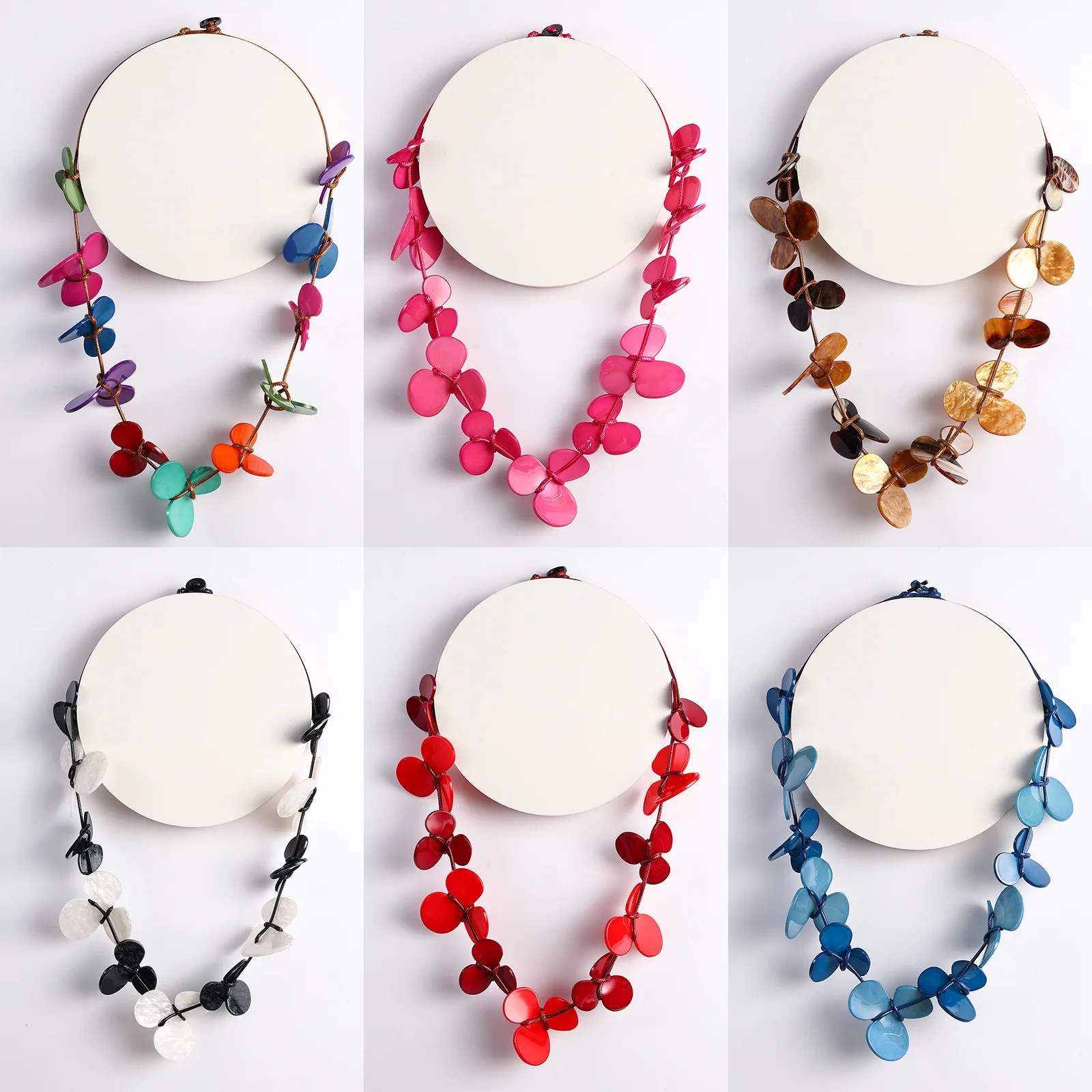 

DIY accessories European and American ethnic style multi-layer flower pendant necklace, female bohemian hand-woven color necklac