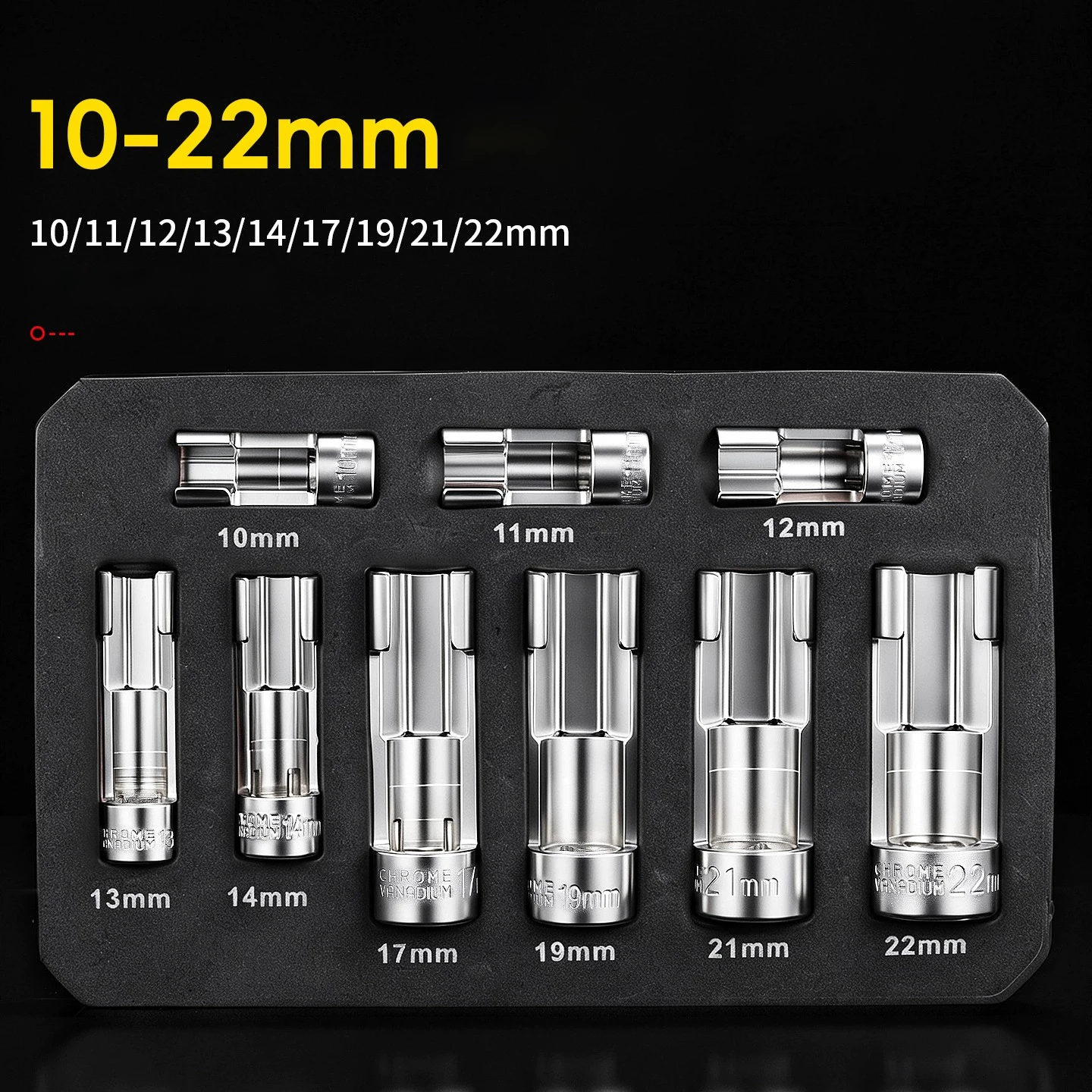 10-22mm Open End Socket Set, Flare Nut Fuel Injector Pipe Removal Tool, Hex Drive Kit for Auto Motorcycle Repair Service