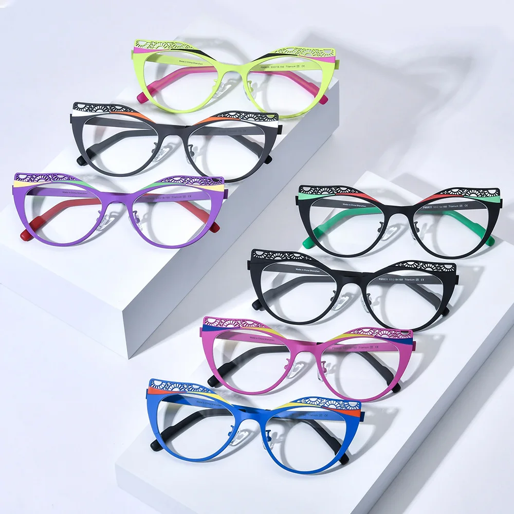 Ultralekkie tytanowe oprawki do okularów damskie luksusowej marki Cat Eye vintage okulary optyczne tworzące okulary korekcyjne dla krótkowzroczności