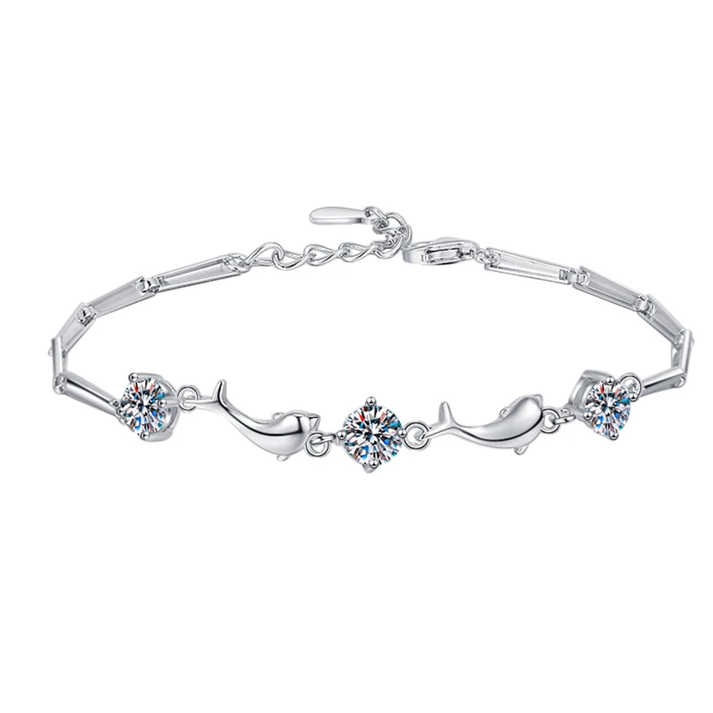 D Color 1.5ct Moissanite Bracelet S925 Sterling Silver Dolphin Bracelets for Woman Birthday Anniversary Party Jewelry Gift
