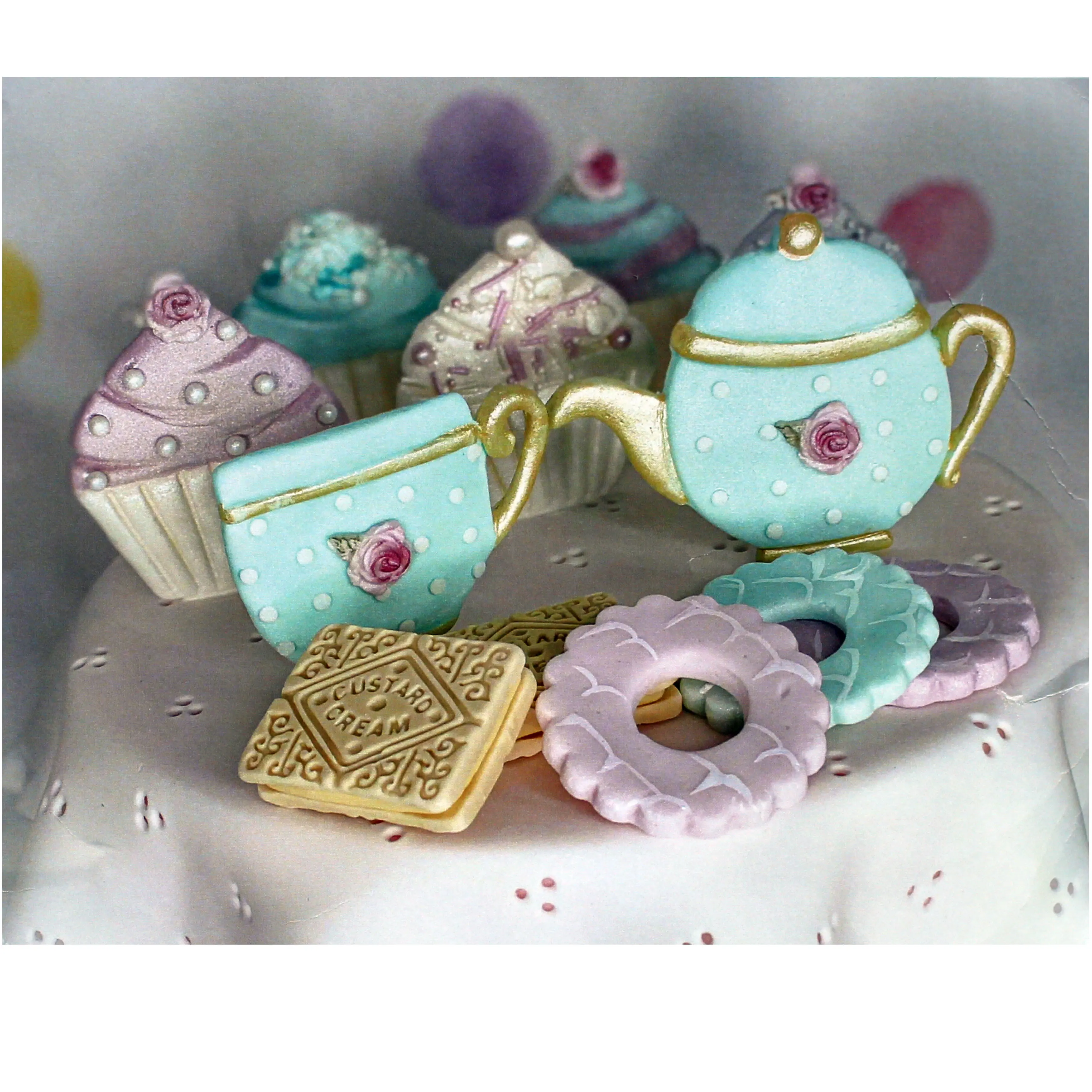 Afternoon Tea Pot Biscuits Silicone Mold Fondant Cake Decorating Mould Clay,Sugarcraft Chocolate Baking Tool，Kitchenware