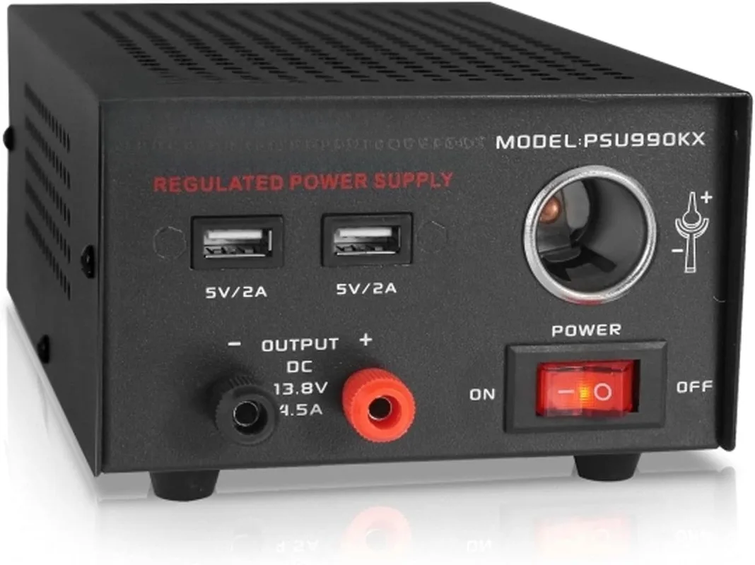 

Universal Compact Bench Power Supply - 7 Amp Regulated Home Lab Benchtop AC-Dc Converter Power Supply for CB Radio, HAM