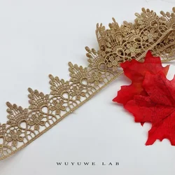 1Yard Gold Hollow Flower Mesh Lace Ribbon Trim Fabric Wedding Party Costume Cloth Decorative Patchwork DIY Headwear Ornaments