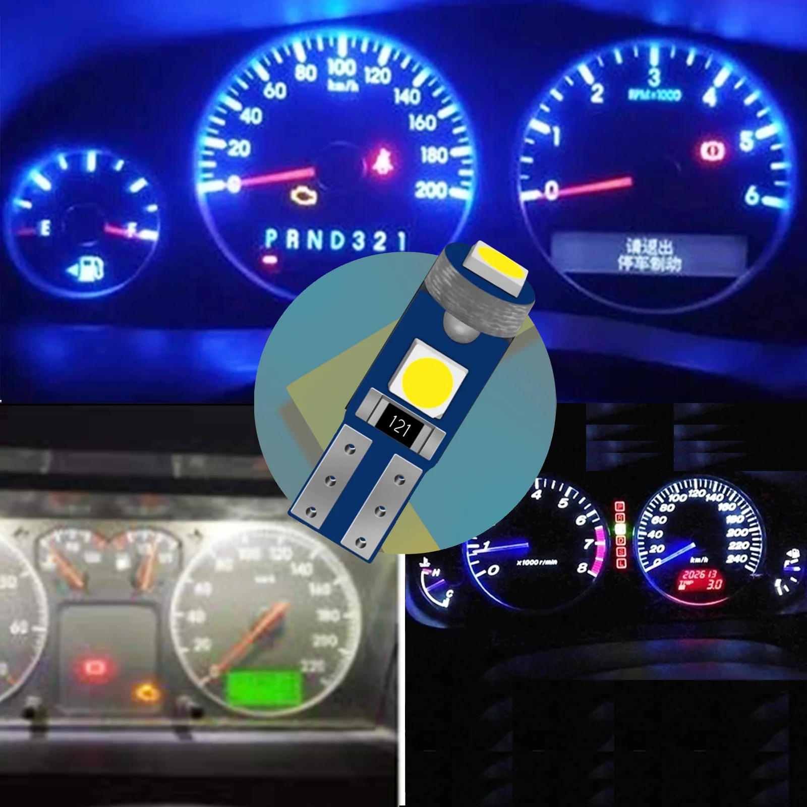 10Pcs T5 3SMD Led Bulb W3W W1.2W Led Canbus Car Interior Lights Dashboard Warming Indicator Wedge Auto Instrument Lamp 12V image 3