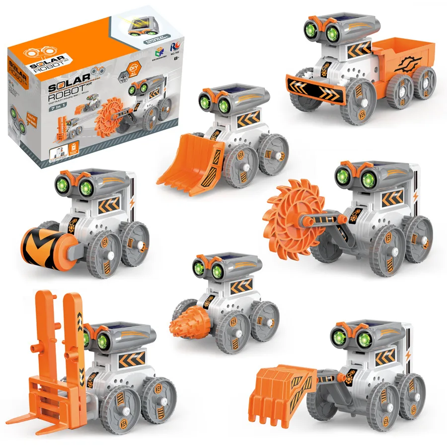 Kit robô solar montado 7 em 1, programação, transformação, faça você mesmo, construção elétrica, haste de robô, brinquedos educativos, meninos, crianças, gfit