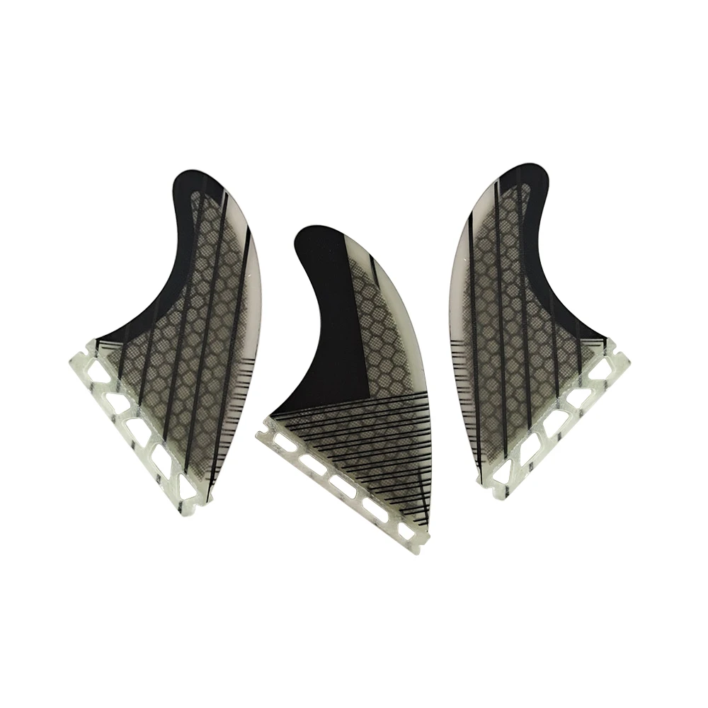 

Gray UPSURF FUTURE Medium Size Surfing Fins Honeycomb Fibreglass With Carbon Single Tabs Surfing Fins Tri Short Board Fins