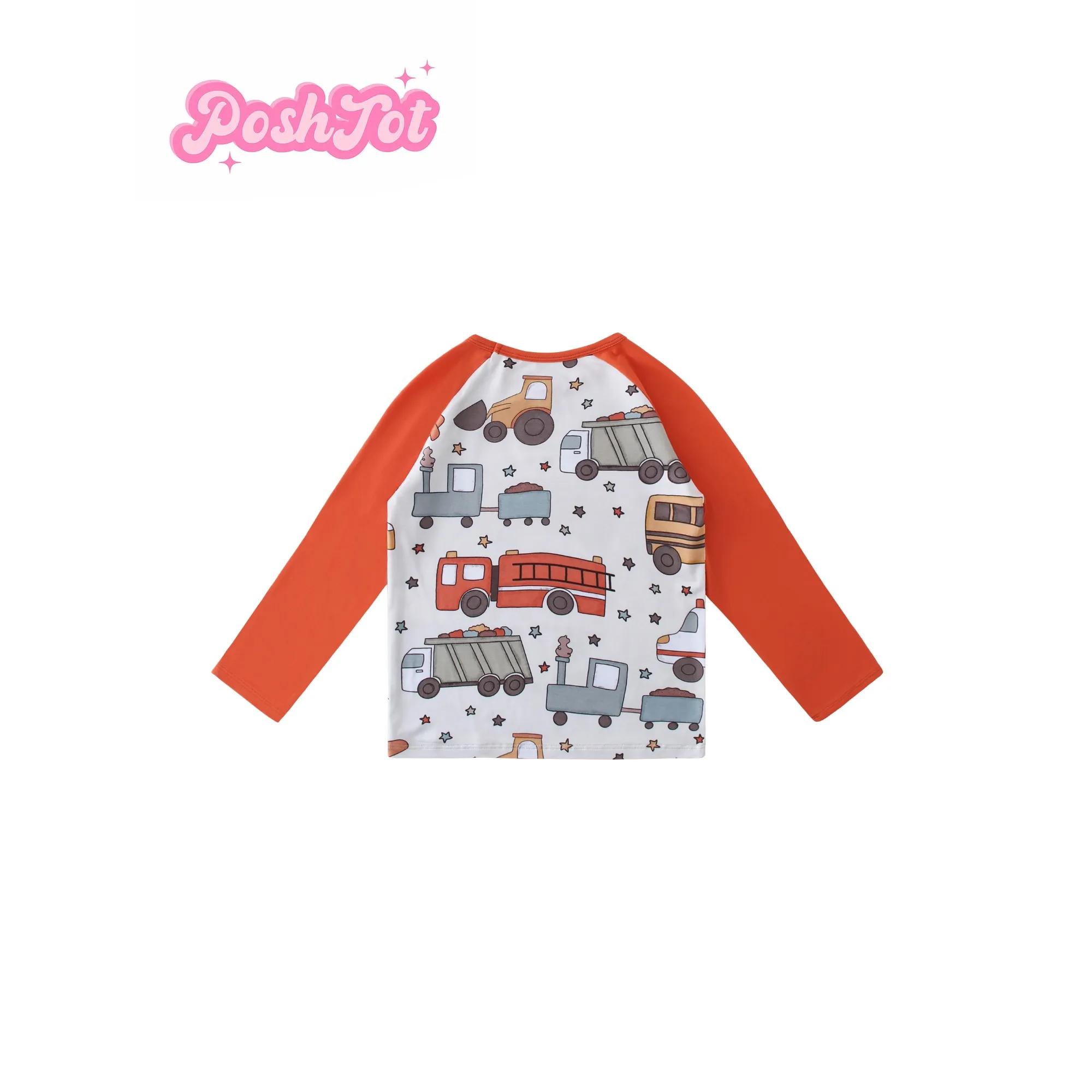 POSHTOT Toy Car Printing Bamboo Fiber Super Comfortable Bamboo Girls Printed Long Sleeve T-shirt, Ages 3-12.