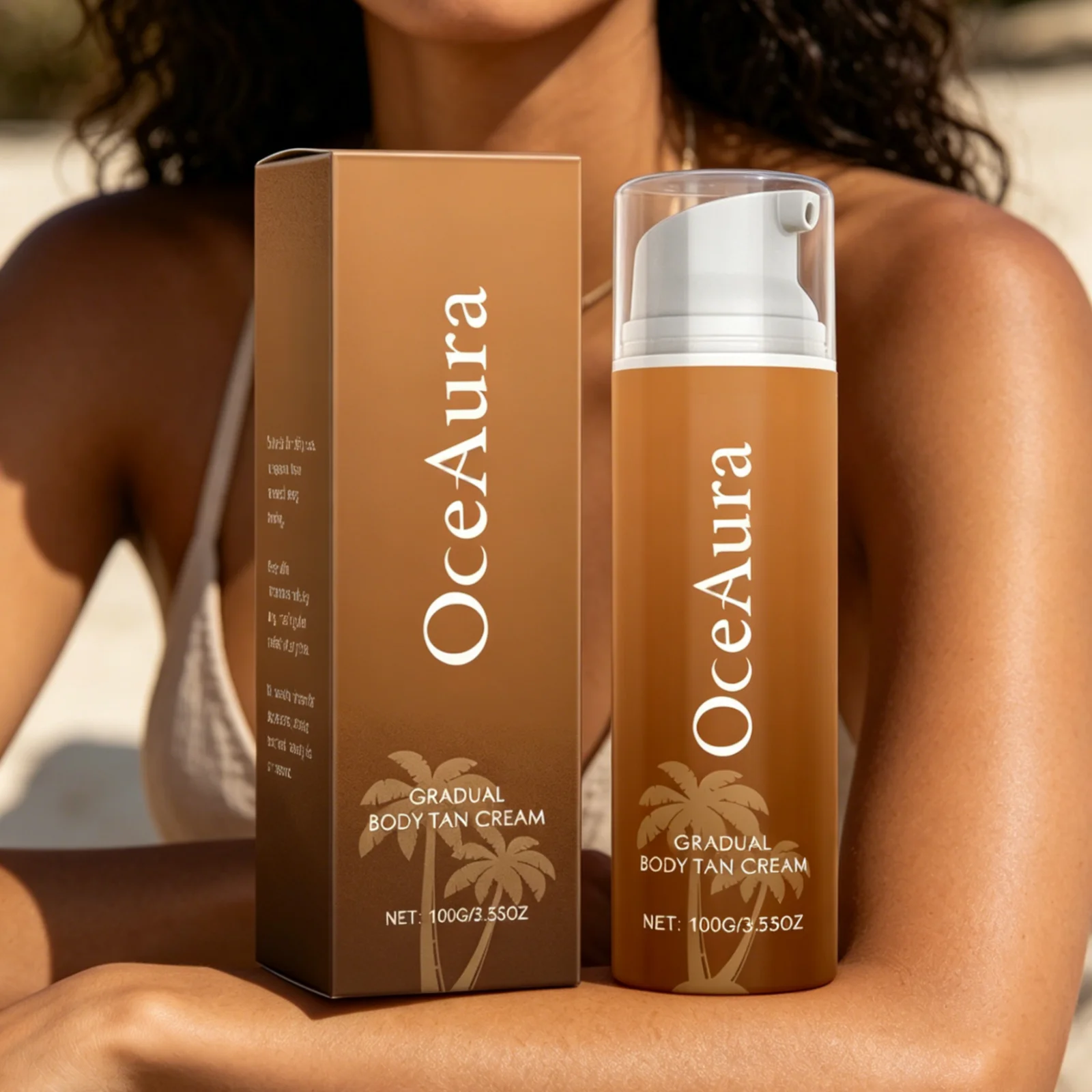OceAura Bronzer Cream Deep Moisturizing Anti Dryness Nourish Skin Soft Smooth Natural Bronze Glow Mild Self Tanning Lotion 100g