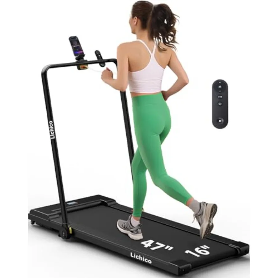 Cinta de correr con almohadilla para caminar con barra de mango con área de carrera súper grande de 47x16 Ideal para uso en el hogar y la oficina Diseño compacto debajo