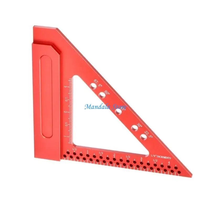 U2JC Measuring Ruler 22.5/30/45/67.5 Degree Woodworking Square Protractor Triangle Ruler Measuring Tool