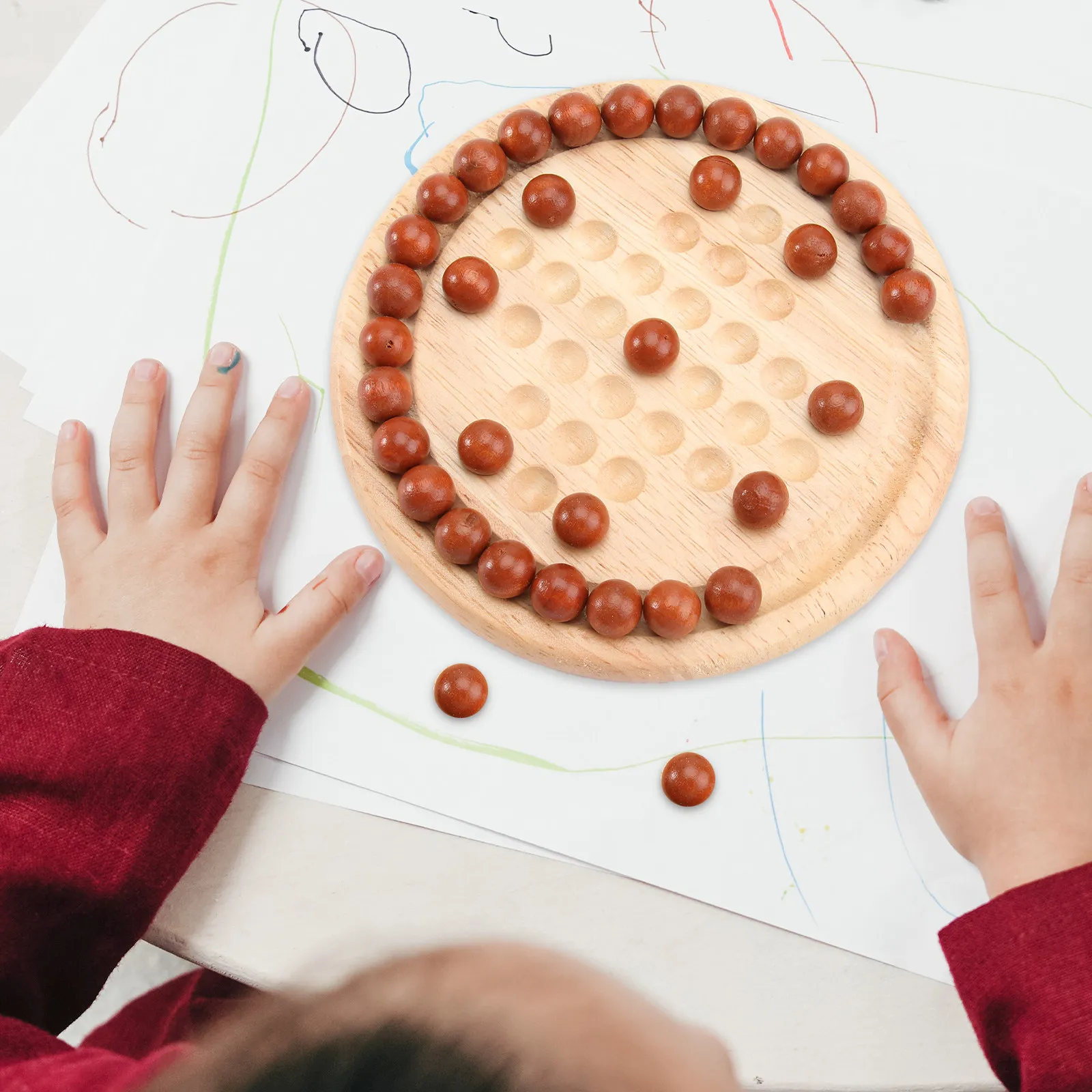 

1Set Wooden Single Chess Europe Board Game for All Ages Safe Smooth Training Patience Creative Thinking