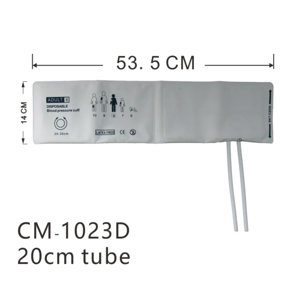 Wegwerp bloeddruktransducer manchet niet-geweven penpunt manchet dubbele buis 20 cm slang voor bloeddrukmeter met connector