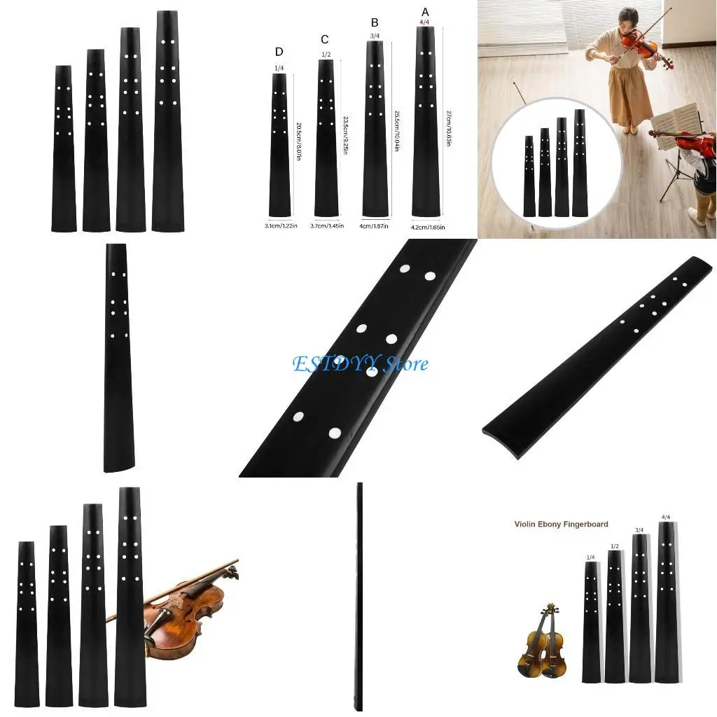 

G6DE Ebony Violin Fingerboard Violin Finger Plate Musical Instrument Part Violin Fretboard Parts for Fiddle Replacement Part
