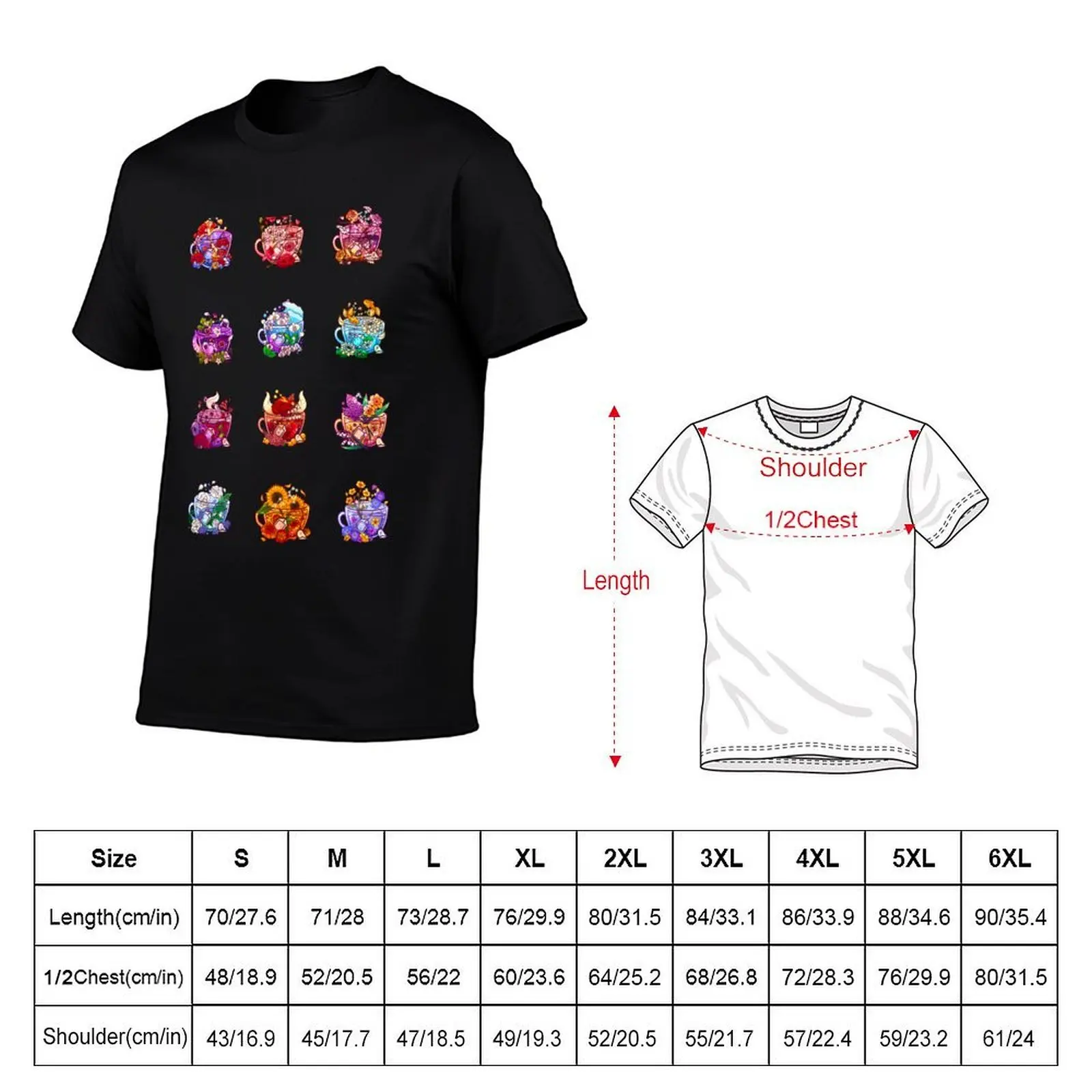 Zodiac Teacup Collection T-Shirt Basic Casual Wear Short Sleeve Top
