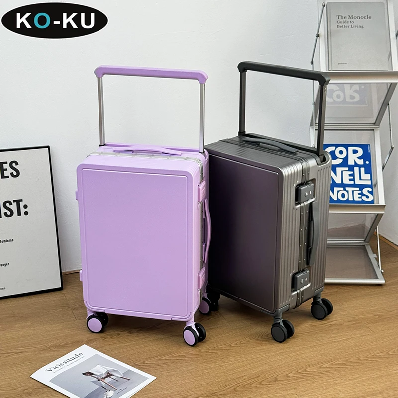 KO-KU Wide Trolley Suitcase Aluminium Frame 2024 New Female 20 Inch Boarding Box 24 Inch Male Trolley Case Silent Wheel Luggage