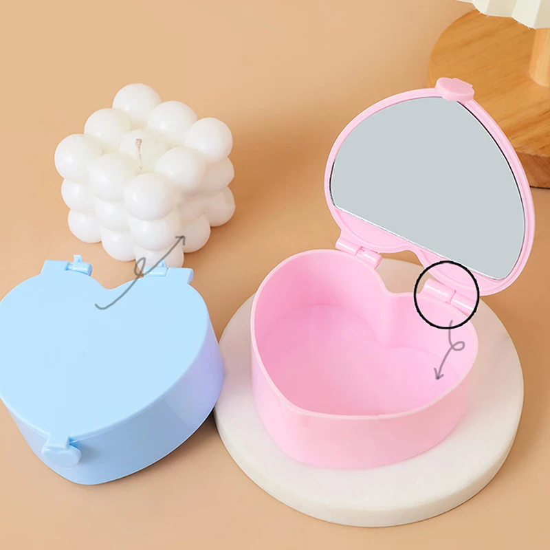 Heart-shaped Jewelry Box Pink Girl Heart Jewelry Storage Box Desktop Student Dormitory Love Double Mirror Makeup Organizer Box