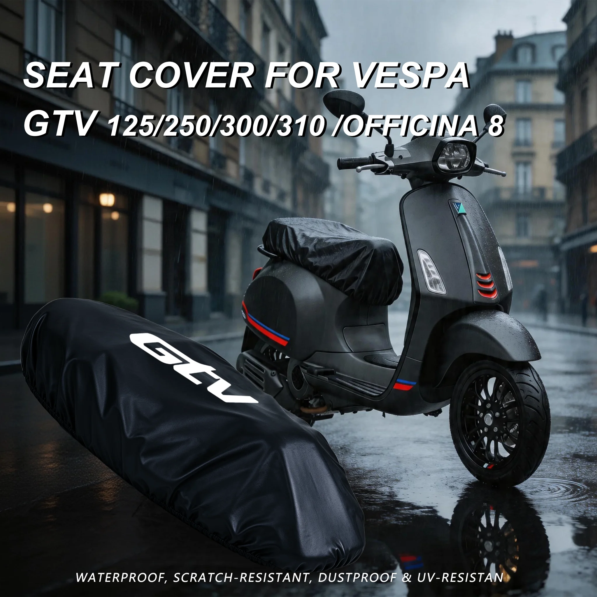 For GTV 125 250 300 310 GTV 300 Sei Giorni GTV Officina 8 3 Scooter Rainproof Seat Cover Scratch-Resistant Sun Protection