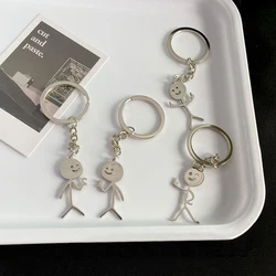 1Pc Titanium Steel Smile Matchmaker Than Heart Finger Couple Keychain Personalised Cute Funny Student Bag Pendant