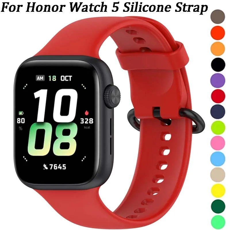 Soft Silicone Strap for Honor Watch 5 Official Bracelet Replacement Band Belt For Honor Watch 5 Comfortable Correa Accessories