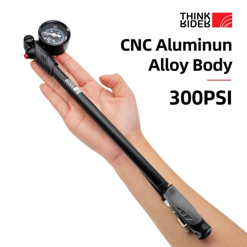 ThinkRider-bomba de aire portátil de alta presión para bicicleta, 300psi, con indicador para horquilla y suspensión trasera, amortiguador, bicicleta de montaña