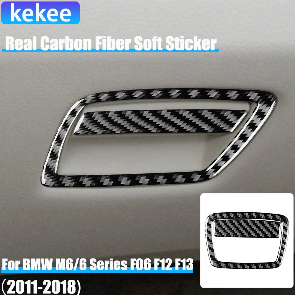 

Real Carbon Fiber Car Accessories Glove Storage Handle Trim Cover Soft Sticker For BMW 6 Series/M6 F06 F12 F13 M Sport 2011—2018