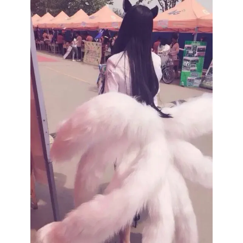 New Handmade Work LOL  Ahri's Nine-Tails White Fox Tails Cosplay Halloween Christmas Costume Prop Accessories