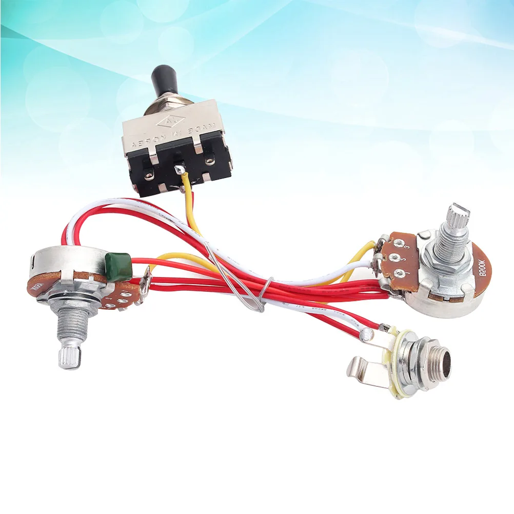 

Potentiometer Black Button Electric Guitar Wiring Harness Kit Toggle Volume Tone 3 Way