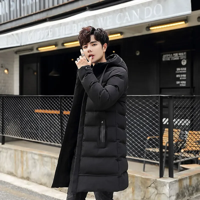 

2024 Autumn Winter New Long Warm Thick Hood Parkas Jacket Coat Men Outwear Outfits Classic Windproof Pocket Parka Male ZL535