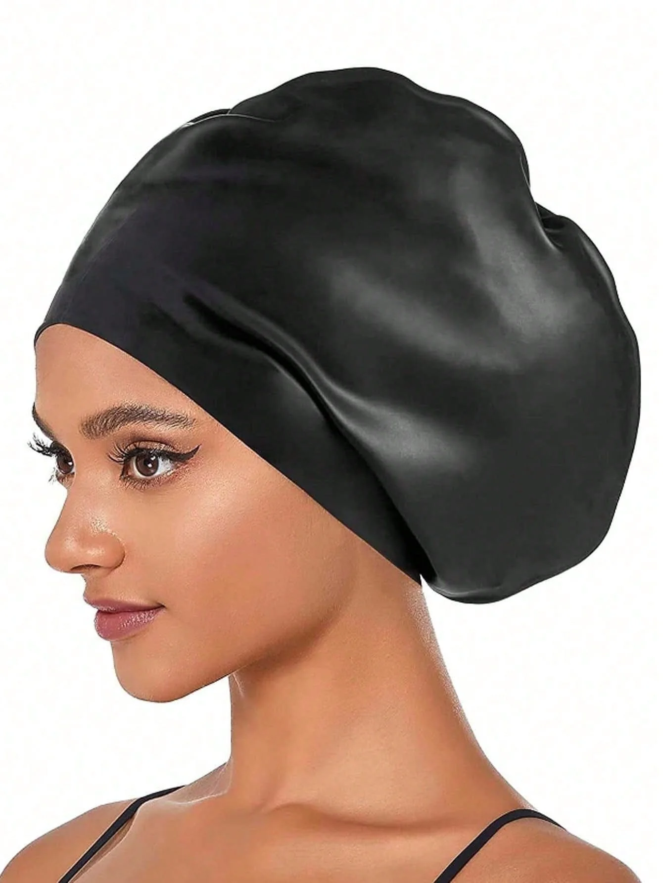 Gorro de natación de silicona para adultos, gorro de natación impermeable, gorro de natación de silicona universal, cabeza ampliada, gorro de natación para cabello largo - E
