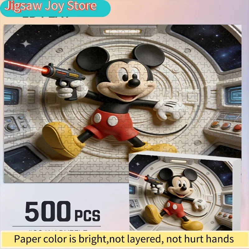 ภาพพิมพ์ตกแต่งบ้าน 2D ลายดิสนีย์ สติทช์ และมิกกี้เมาส์, จิ๊กซอว์ 2D แบบแบน, ดิสนีย์, ปริศนาสำหรับผู้ใหญ่, ของขวัญสำหรับคนที่คุณรัก