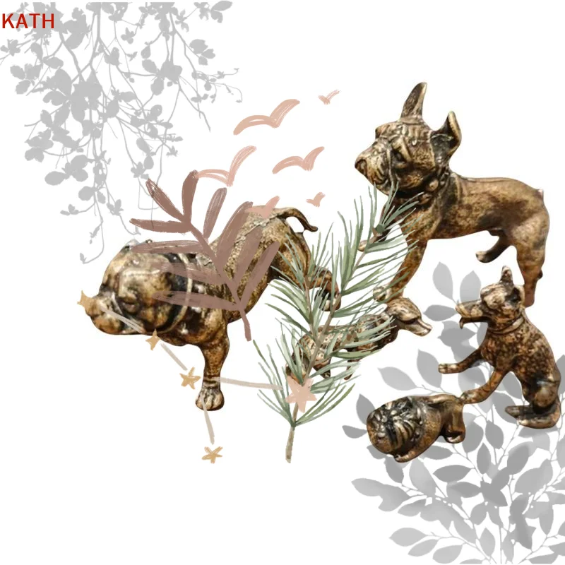 Vintage Alloy Dog Figurine Exquisite Craft Antique Finish: Ideal Home Desk Decor Collection Gifts