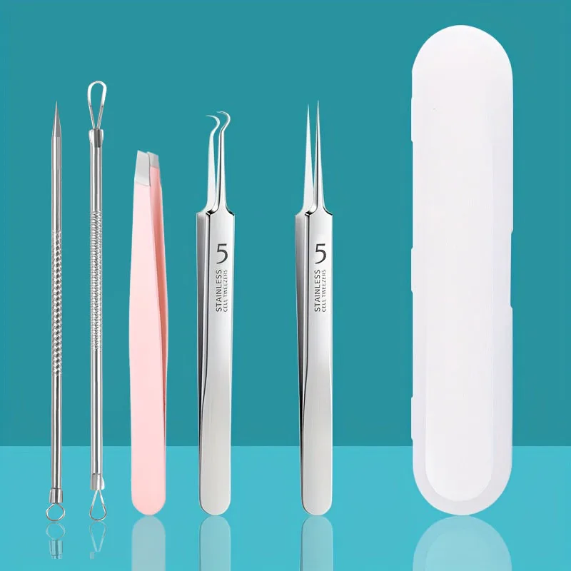 3/5pcs Precision Tweezers Kit,Eyebrow Eyelash Plucker,Facial Hair & Blackhead Remover Clip, stainless steel Beauty Tools
