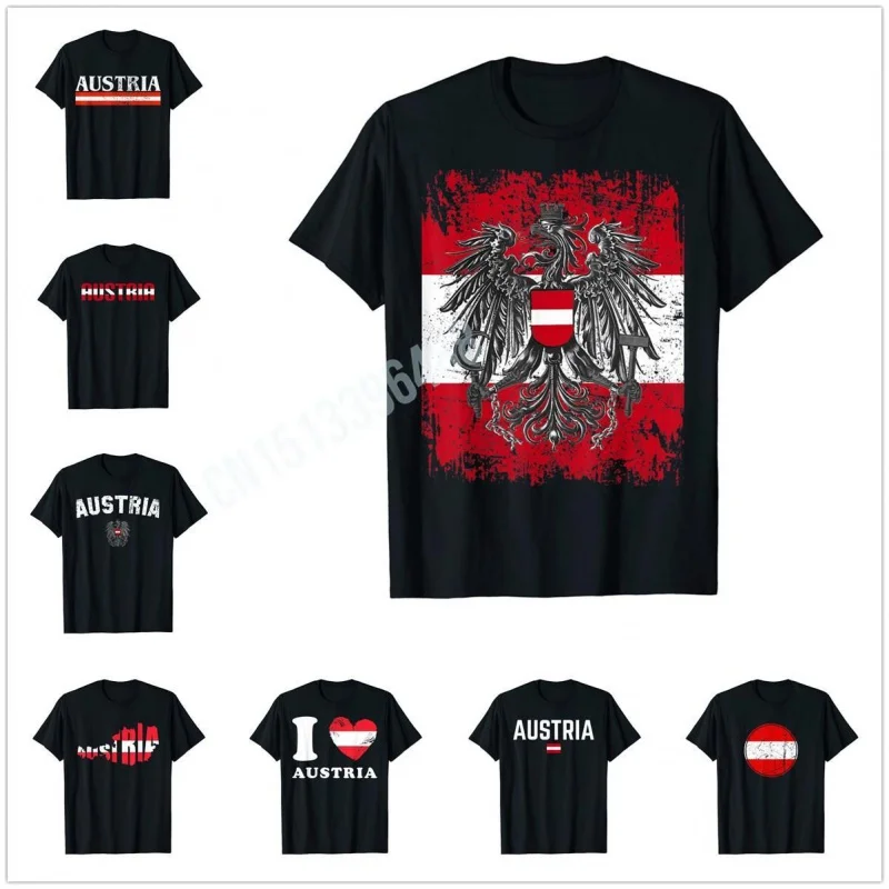 Men Women T Shirt More Design AUSTRIA Flag Vintage Distressed OSTERREICH Patriotic T-Shirt Hip Hop Tops 100% Cotton  Tees