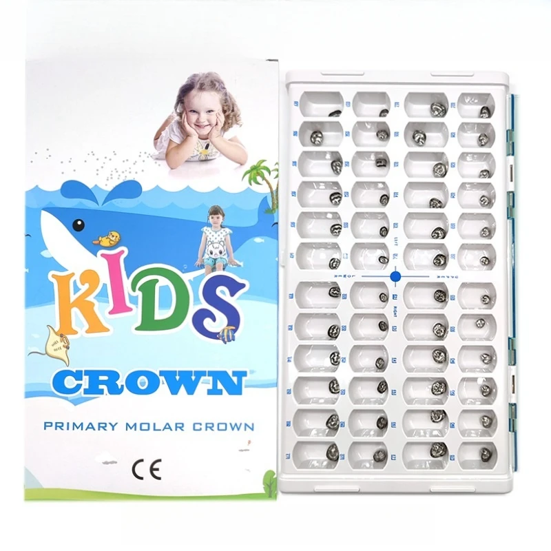 48Pcs/Kit Dental Kids Crown Preformed Metal Primary Molar 1st 2nd Stainless Steel Pediatric Temporary Crowns