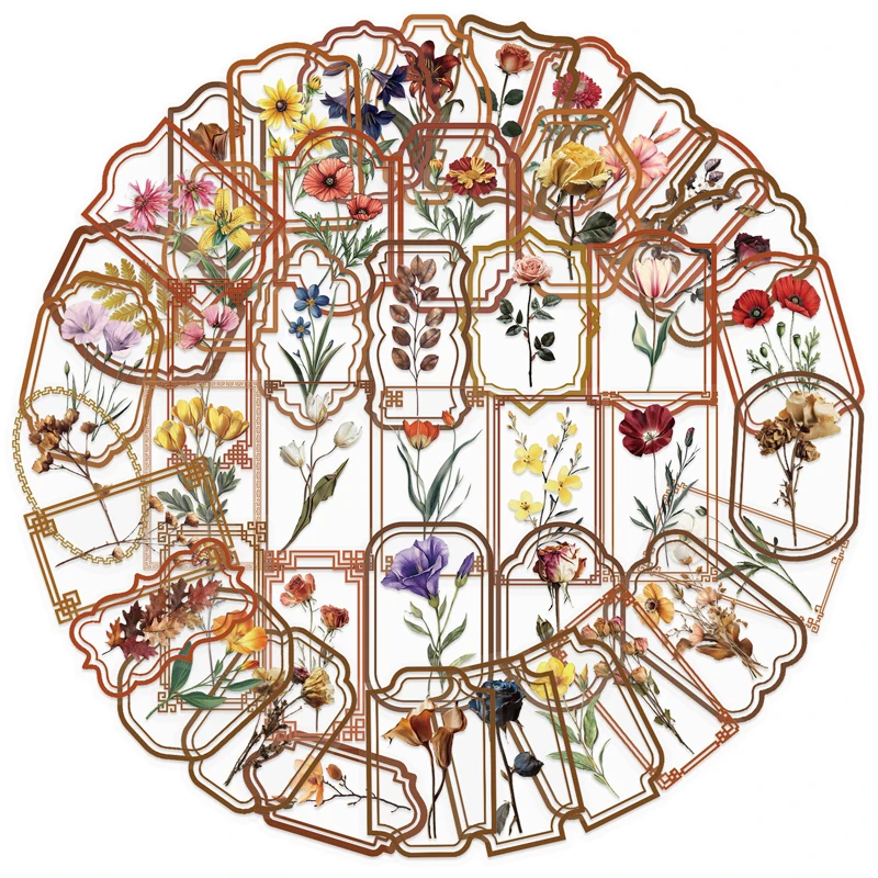 50 قطعة من ملصقات النباتات الشفافة خمر PET شفافة الشارات الزخرفية DIY بها بنفسك سكرابوكينغ الحرف ألبوم دفتر الهاتف #3