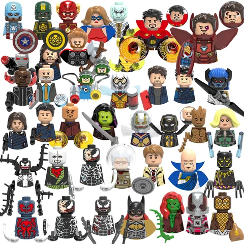 Blind Box Mini Building Blocks X0215 Figures Big Goblin Spiderman Iron Man Venom Captain Hawk Deadpool Armor Christmas Gift Toy