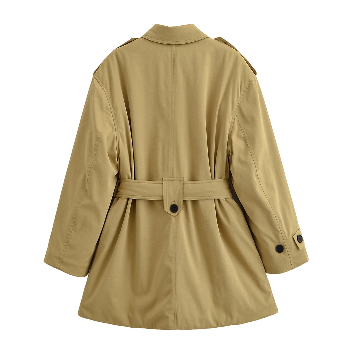 KONDALA 2025 Autumn Solid Women Padded Jacket Single Breasted Pockets Sashes Long Sleeve Coat Loose Warm Thick Female Outwears