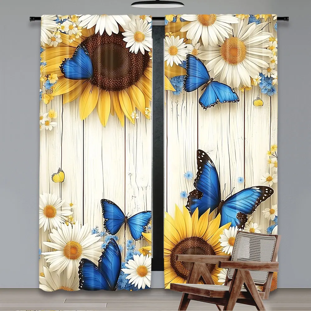 2Pcs Sunlit Sunflower Curtain Perfect Modern Home Decor Gift Suitable For Living Room Bedroom And Many Other Occasions