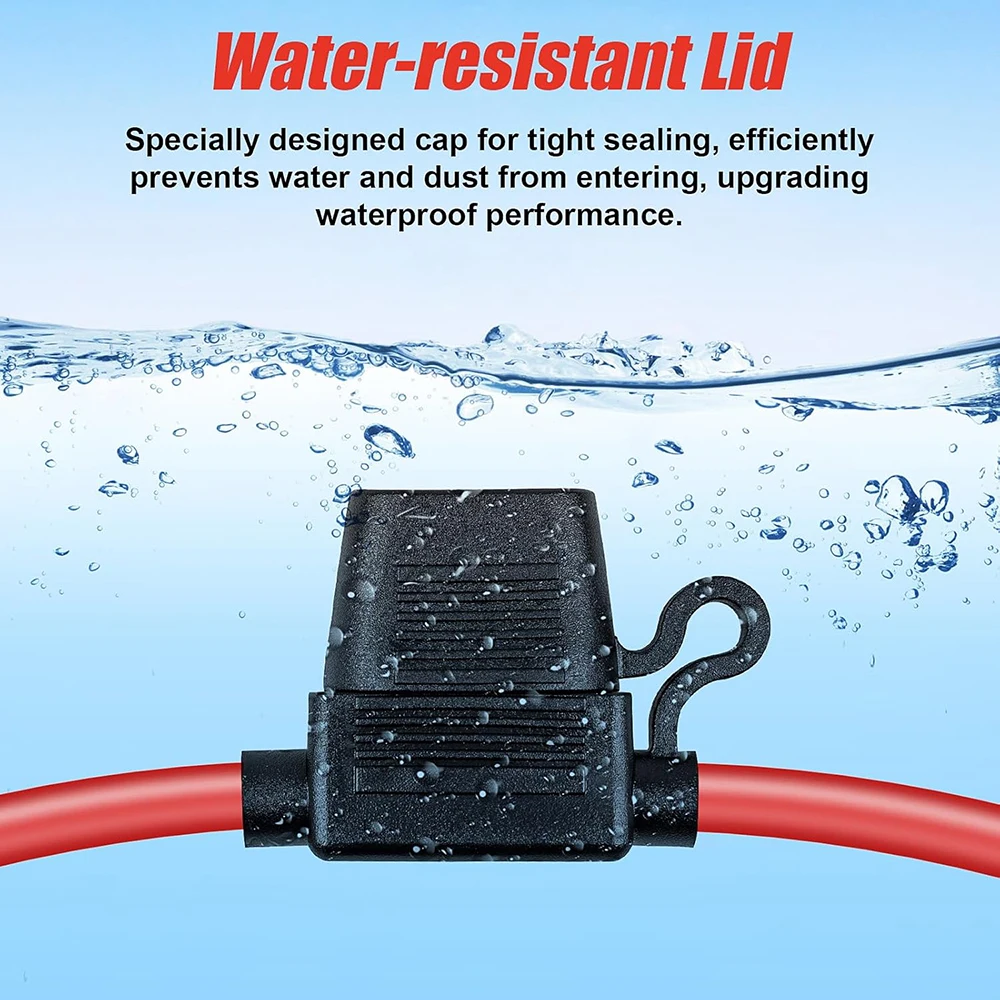 4er-Set 10 AWG Standard-Flachsicherungshalter, spritzwassergeschützte Box 12V 40A mit Sicherungen, Flachdraht-Trennschalter, Sicherungssockel – Detail 6