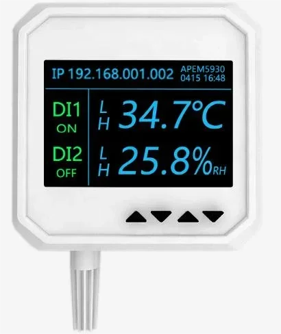 Ethernet temperature humidity sensor SNMP Modbus TCP IP UDP MQTT RJ45 port web interface software detector