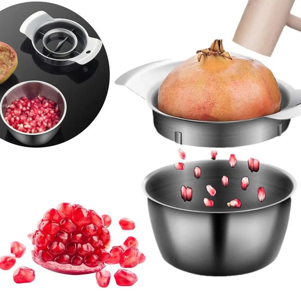 Pomegranate Peeling Tool Stainless Steel Pomegranate Peeler With Bowl High Efficient Fruit Deseeder For Home Kitchen Accessorie