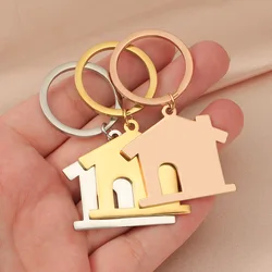 New Unisex Cute House With Door Keychain Women Cute Stainless Steel Key Chain Keyring Bag Charm For Party Best Gift Jewelry