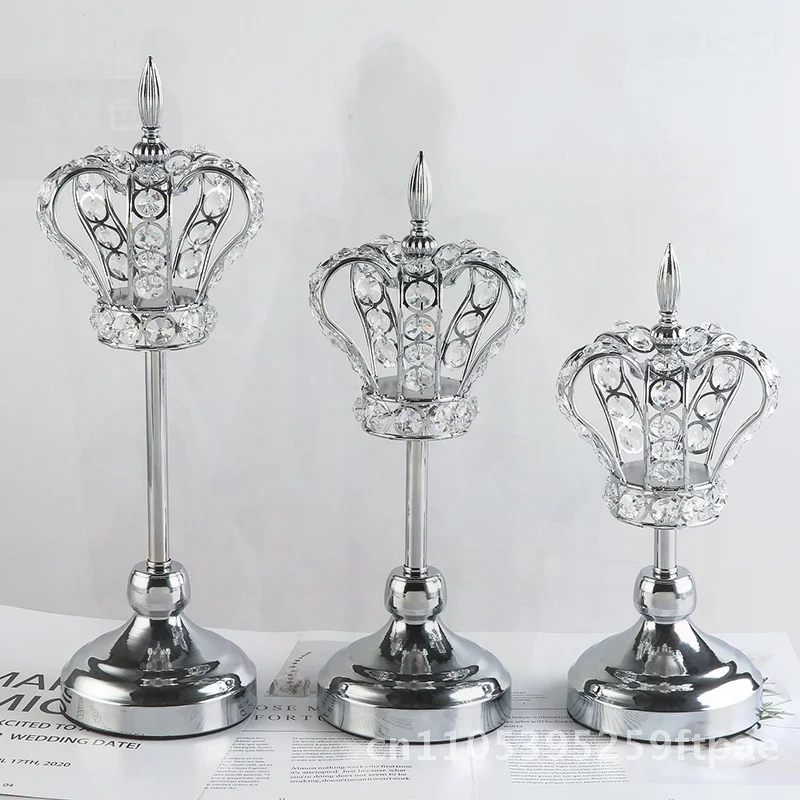 European-Style Metal Crystal Candlestick Romantic Dinner Atmosphere Arrangement Wedding Prop Home Furnishing Crystal Candle