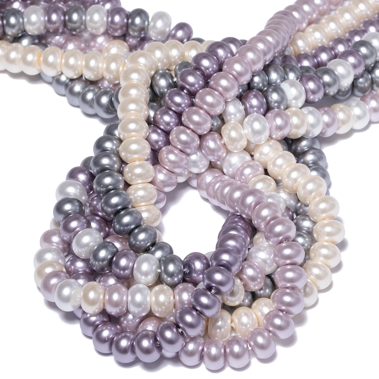 3-8 مللي متر ثلاثة أحجام المعداد شكل الزجاج الملون تقليد حبات اللؤلؤ لصنع المجوهرات اليدوية قلادة سوار إكسسوارات