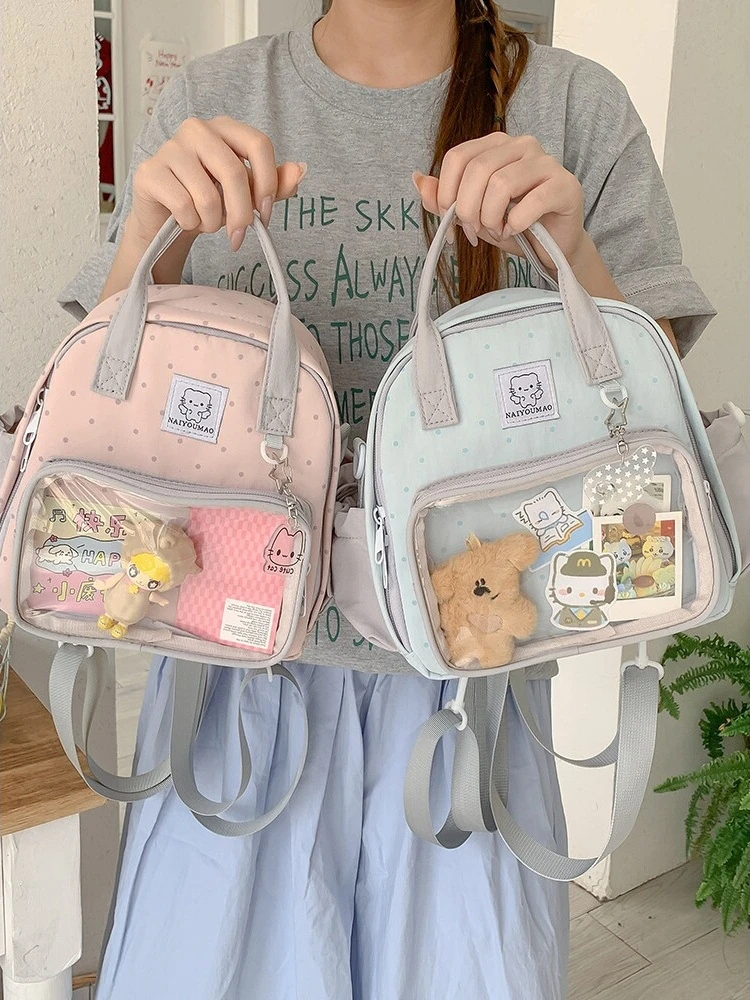 transparent-polka-dot-design-macaron-colored-shoulder-bag-soft-cute-backpack-style-doll-pain-bag-school-bag-for-women