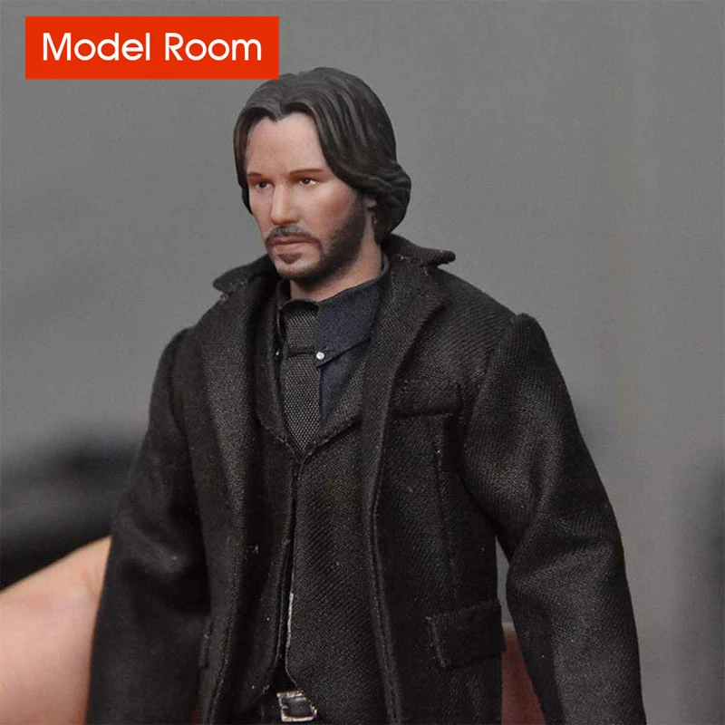 1/12 Keanu Reeves Head Sculpt PVC Male Soldier Head Carving Model Fit 6'' Mezco Action Figure Body